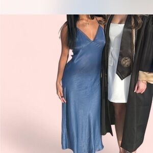 Zara Blue Satin Maxi Dress